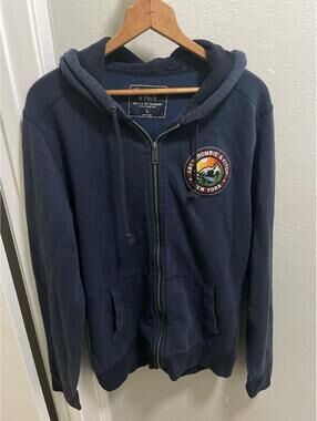 Abercrombie & Fitch Hoodie Mens M Blue Mountain Patch